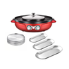 SOGA Kitchenware Bundle – 2-in-1 Electric Hot Pot BBQ Grill & Silver Plate Set with Grilling Plate