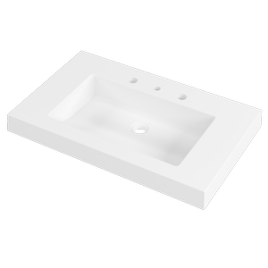 Timberline 750mm White Gloss 3TH Essential Wall Basin Centre Bowl