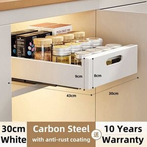 Kitchen Cabinet Pull Out Slide Drawer Shelf Organiser Rack Storage Holder Spices,No Drill Slide Out Drawers 30cm White