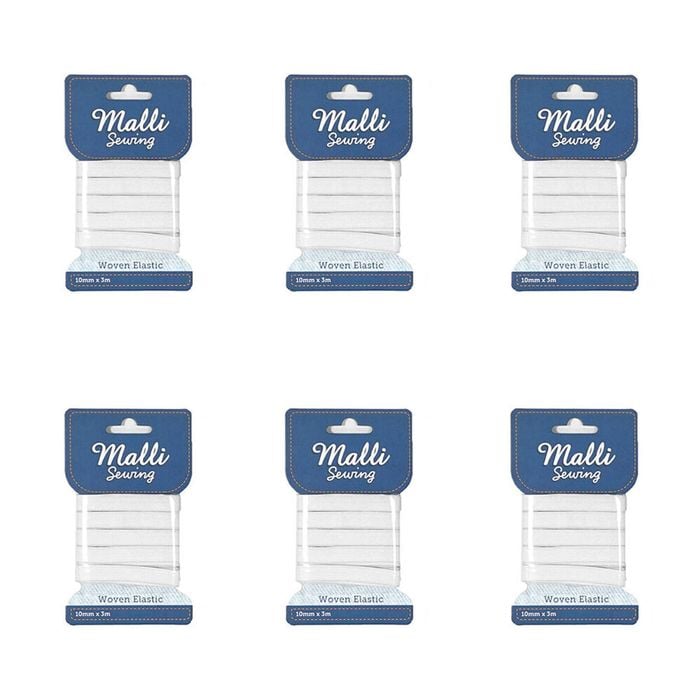 6pk Malli Sewing Soft Elastic Band Flexible Diy Sewing Cord 10mm X 3m Assorted