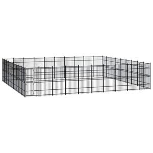 vidaXL Outdoor Dog Kennel Steel Garden Puppy Pet Enclosure Supply Cage House