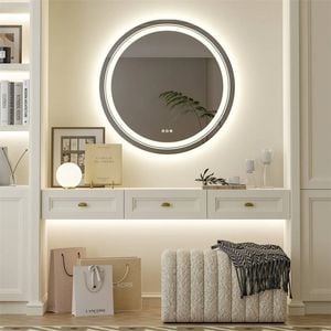 Oakory 60cm Round Led Smart Bathroom Mirror Front And Backlit Anti-fog Dimmable