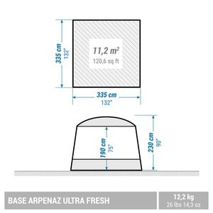 Decathlon | Camping Living Room With Poles - Base Arpenaz Ultrafresh - 10 Person - One Size | Green | 8755624