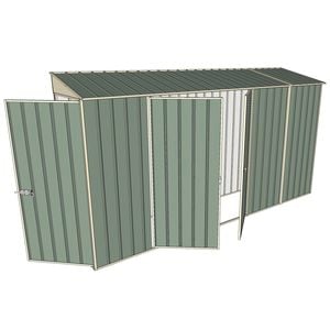 Build-a-Shed 0.8 x 3.7 x 2m Hinged Door Tunnel Shed With Double Hinged Side Doors - Green