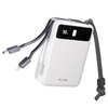 ZLOS 20000mAh Power Bank 22.5W with Built-in Lightning and USB-C Cables (White)