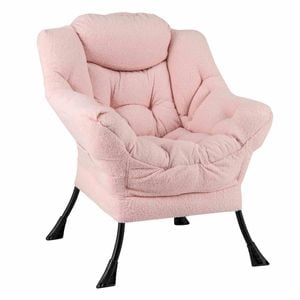 Costway Upholstered Lounge Chair Modern Sofa Armchair Pink