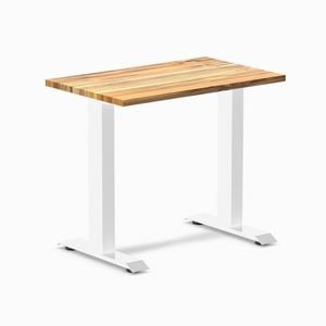 Desky Fixed Height Mini Teak Hardwood Desk 800 X 500mm White Frame