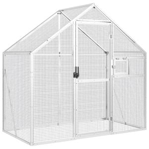 vidaXL Bird Cage Aviary with Wire Mesh Gird Large Budgie Cage Silver Aluminium