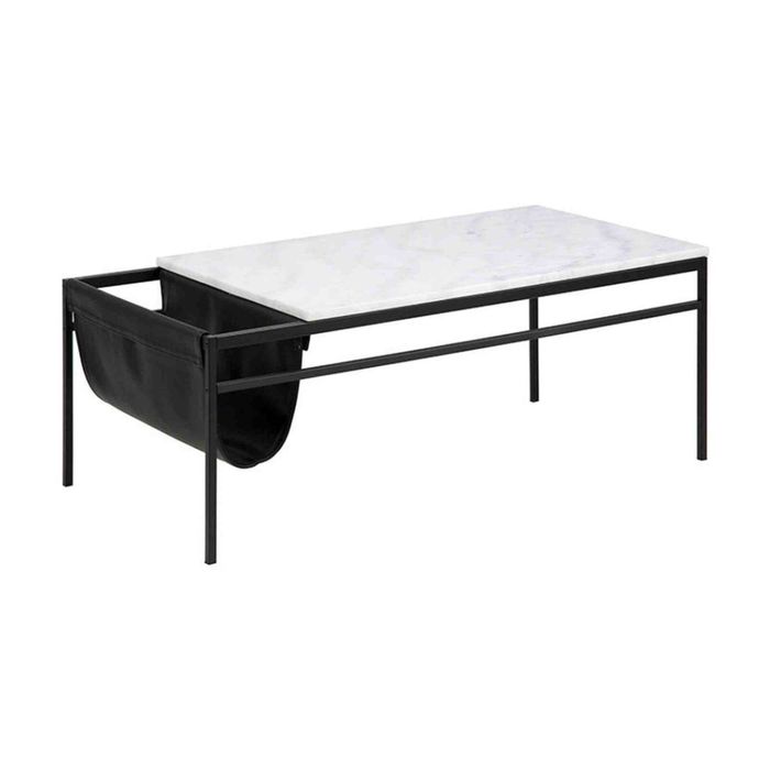 Modern Furniture DARIEN Marble Coffee Table 115cm - White & Black