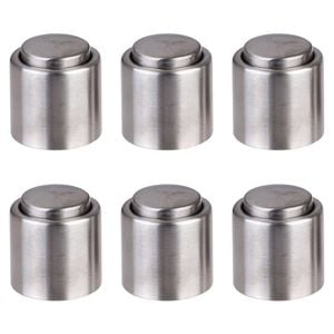 6PK Bartender Stainless Steel Wine Bottle Stopper - Silver