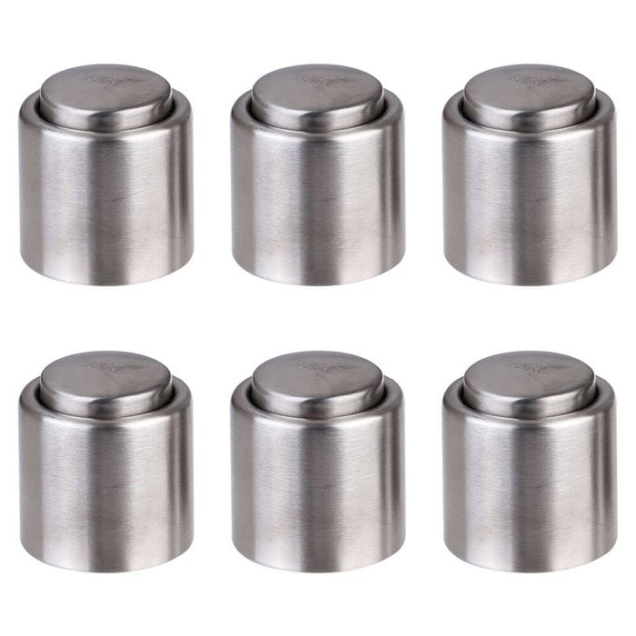 6PK Bartender Stainless Steel Wine Bottle Stopper - Silver