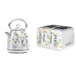 Laura Ashley Elveden 1.7l Electric Kettle And 4 Slice Toaster Combo White
