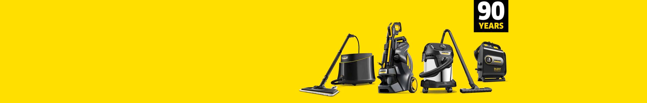 Karcher branded header with pressure washers in shot
