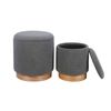 P&P Grey Sherpa Storage Ottoman Wooden Base Compact Footstool Organizer