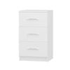 Advwin Bedside Table 3 Drawers White 66cm Height Nightstand Storage Cabinet