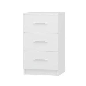 Advwin Bedside Table 3 Drawers White 66cm Height Nightstand Storage Cabinet