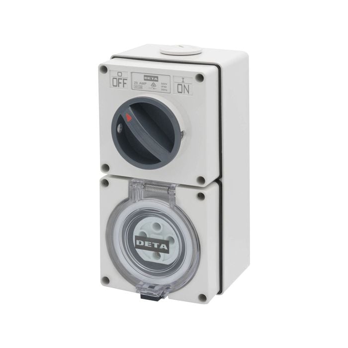 Deta 20A 500V Industrial 4 Pin Round Switched Outlet