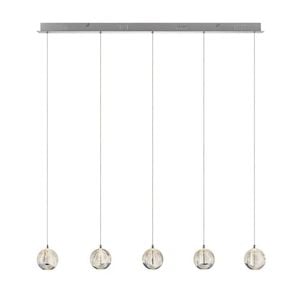 Telbix Segovia Modern Pendant Hanging Lamp Light Glass Stainless Steel Zinc Alloy Metal Chrome Clear Gloss