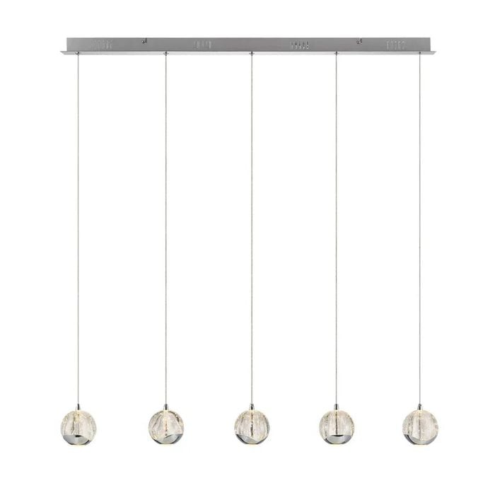 Telbix Segovia Modern Pendant Hanging Lamp Light Glass Stainless Steel Zinc Alloy Metal Chrome Clear Gloss