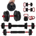 ADVWIN 15kg Adjustable Dumbbells, 5-in-1 Free Weight Set with Connector for Home Gym