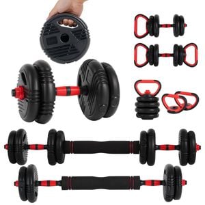 ADVWIN 15kg Adjustable Dumbbells, 5-in-1 Free Weight Set with Connector for Home Gym