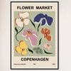 Galrie Flower Market Copenhagen 1980 Art Print - Abstract Floral Poster, Black Frame, 50 x 70cm (20 x 28inch)