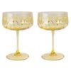 2pc Urban Bee Meadow Floral Coupe Champagne Drinking Glasses Set 16cm Yellow