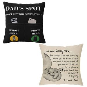 Catzon 2 Pcs Linen Throw Pillow Covers for Dear Dad Birthday Gifts for Father-Set 16