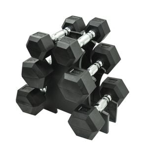 3KG-4KG-5KG Total 24KG Hex Rubber Dumbell Weight Set with PVC Rack