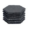 Argon Tableware 6x Hexagonal Slate Coasters - Drink Coasters Black Stone Natural Slate Rough Edge Drinks Mat Mug Glass Cup Mats