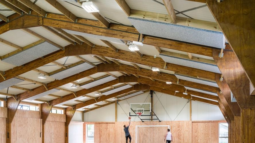 Gymnasium with timber portals
