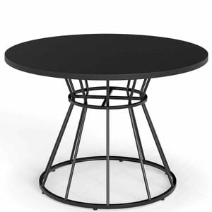 Costway 118cm Round Dining Table for 6 Farmhouse Kitchen Modern Black
