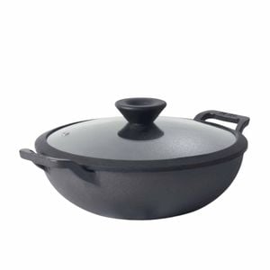 Meyer Pre-seasoned Cast Iron Induction Wok/kadai 30cm