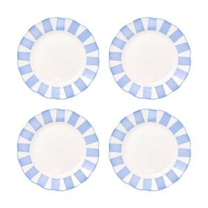 4pc Porto Emery Porcelain Kitchen Dinner Plate Set Sky Blue Stripe