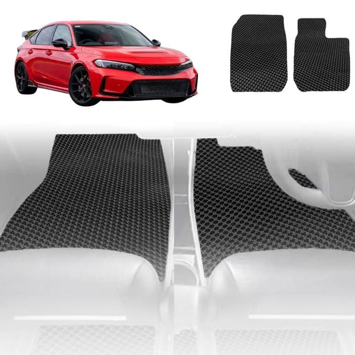 6D Diamond Car Floor Mats for Honda Civic 2012-2016 9th Gen Sedan-Full Set-Grey-Outback GT