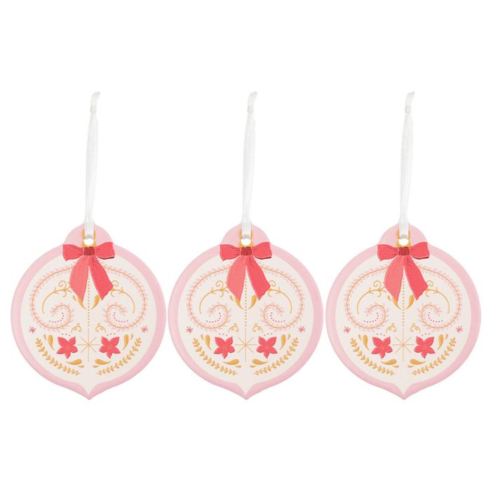 3PK Splosh Christmas Bauble Ceramic Keepsake Hanging Home Decor