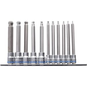 Kincrome 11 Piece 1/4" and 3/8" Drive Metric Long Series Ball-End Hex Socket Set