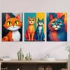 3pcs Colourful Cat Vibrant Animal Paintings Print 100% Australian Made 3 x 40x60cm (Metal Print)