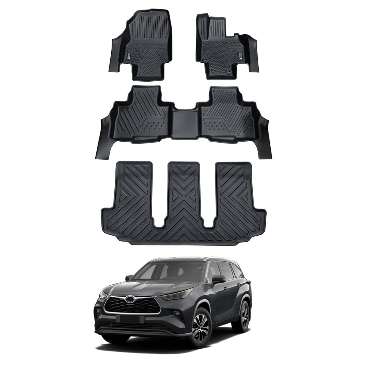 AUSGO 5D Car Floor Mats for Toyota Kluger 2021-Onwards 3-Row Set Floor ...