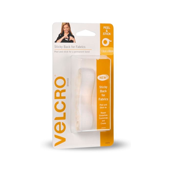VELCRO® Brand 19 x 600mm White Sticky Back For Fabrics