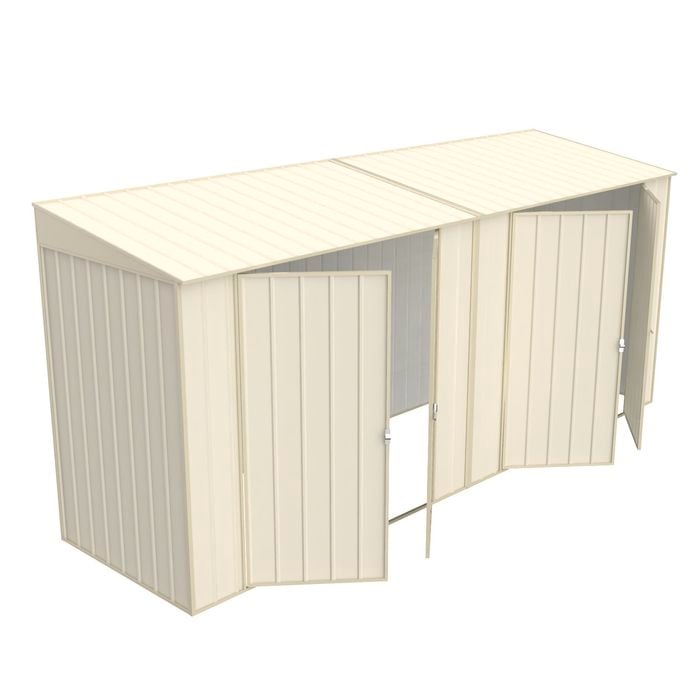 Build-a-Shed 1.2 x 4.5 x 2.0m Cream Skillion Double Hinged Side Door Shed