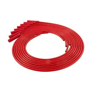 Red Ignition Leads, 8.5mm, Universal, Straight/180° Plug Boots, Kevlar Core, Fiberglass Braid, Silicone Sleeve