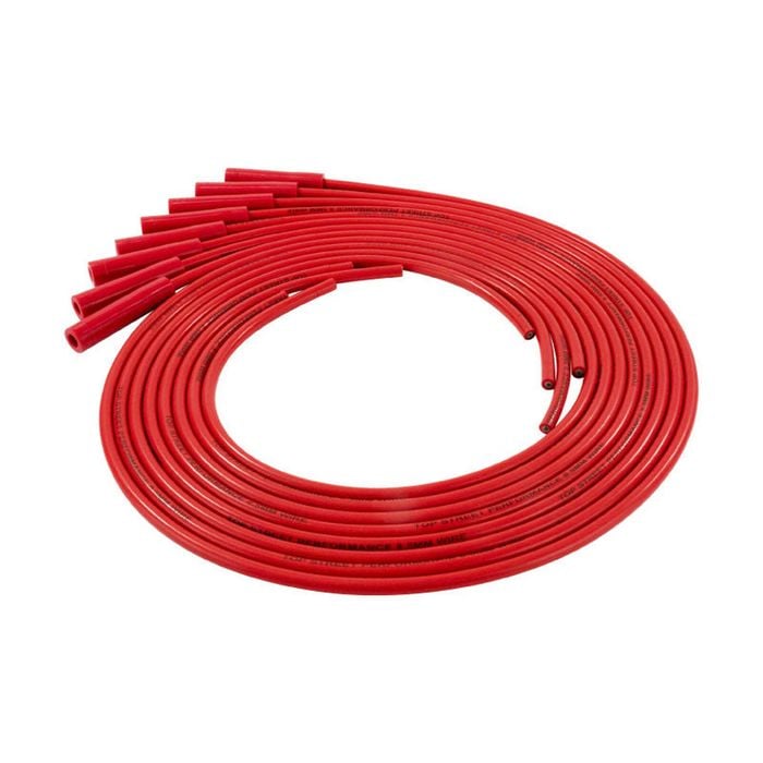 Red Ignition Leads, 8.5mm, Universal, Straight/180° Plug Boots, Kevlar Core, Fiberglass Braid, Silicone Sleeve