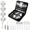 NNEOBA 20-Piece Steel Outdoor Camping Cutlery Set Silver