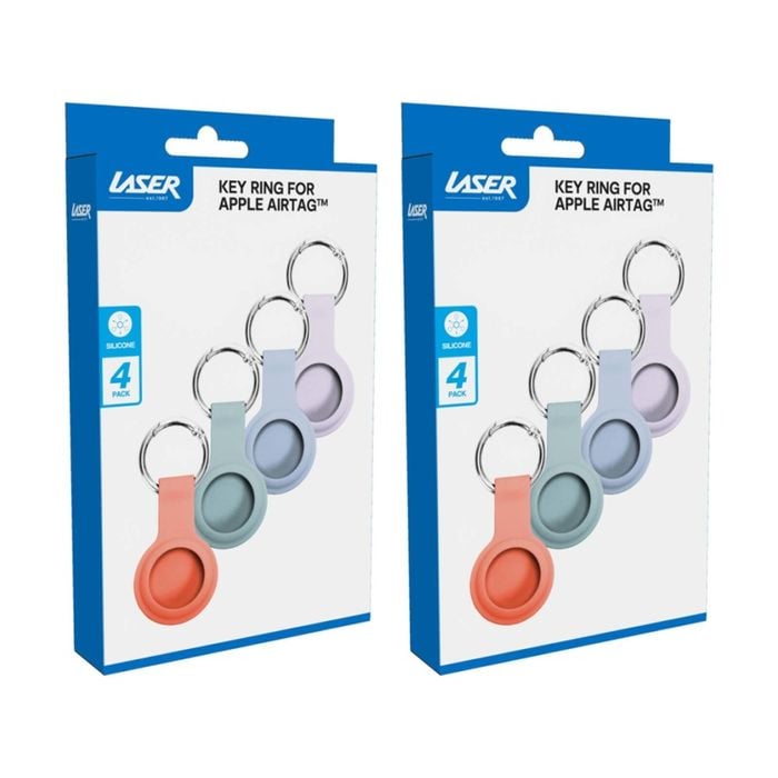 2x 4pc Laser Airtag Silicone Soft Pastel Protection W/ Keyring Multicolour