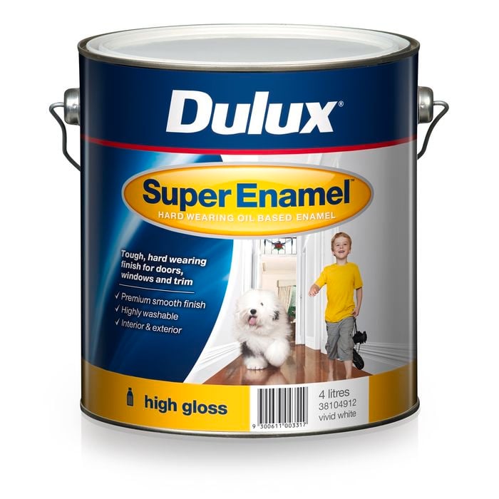 Dulux 4L Super Enamel Paint High Gloss Vivid White - 4L