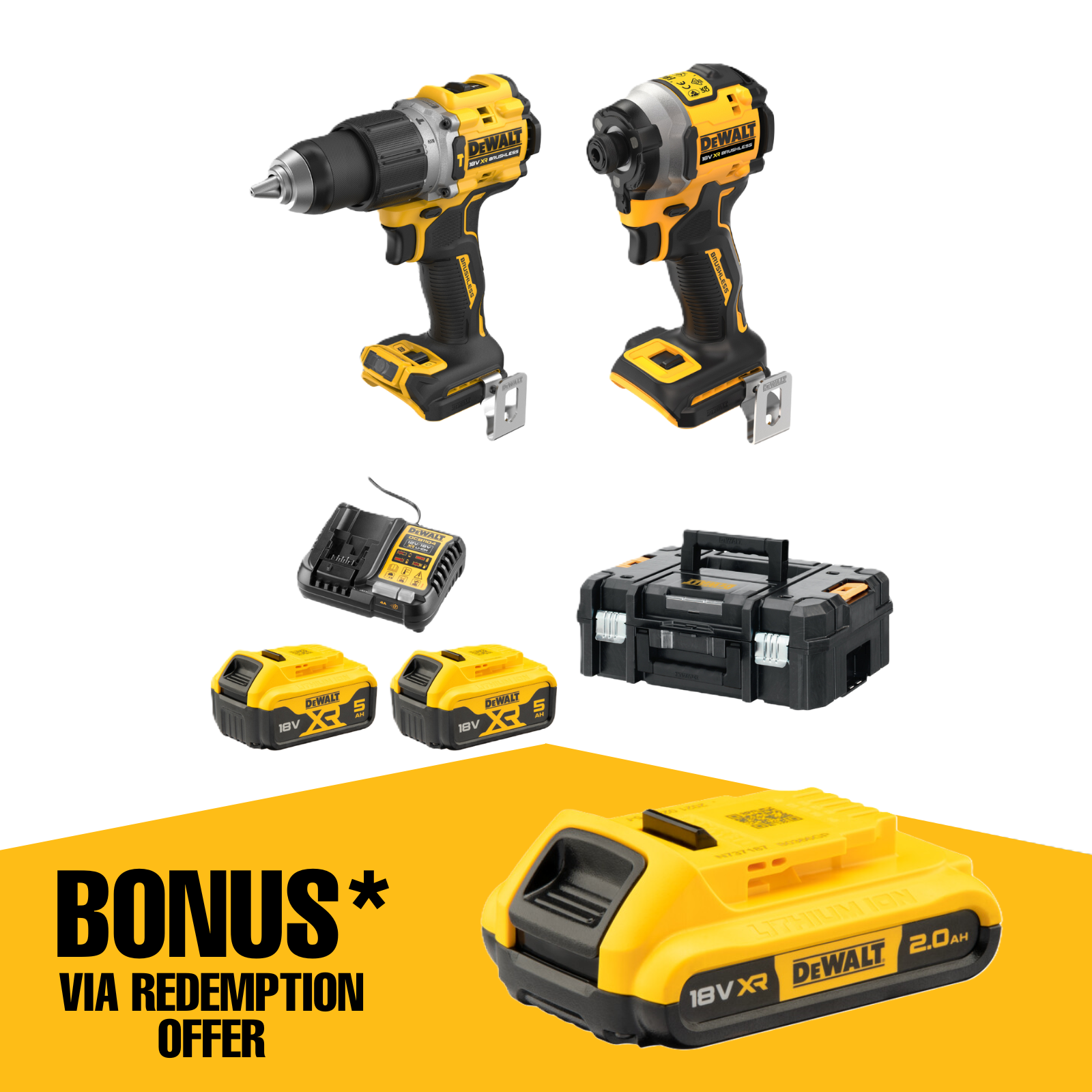DeWALT 18V XR 2 Piece 5.0Ah Compact Combo Kit DCZ2050P2T XE Bunnings Australia