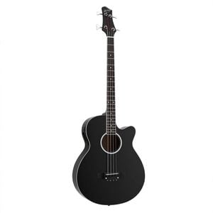 Alpha 43" Acoustic Bass Guitar Black Dreadnought 4-Band EQ