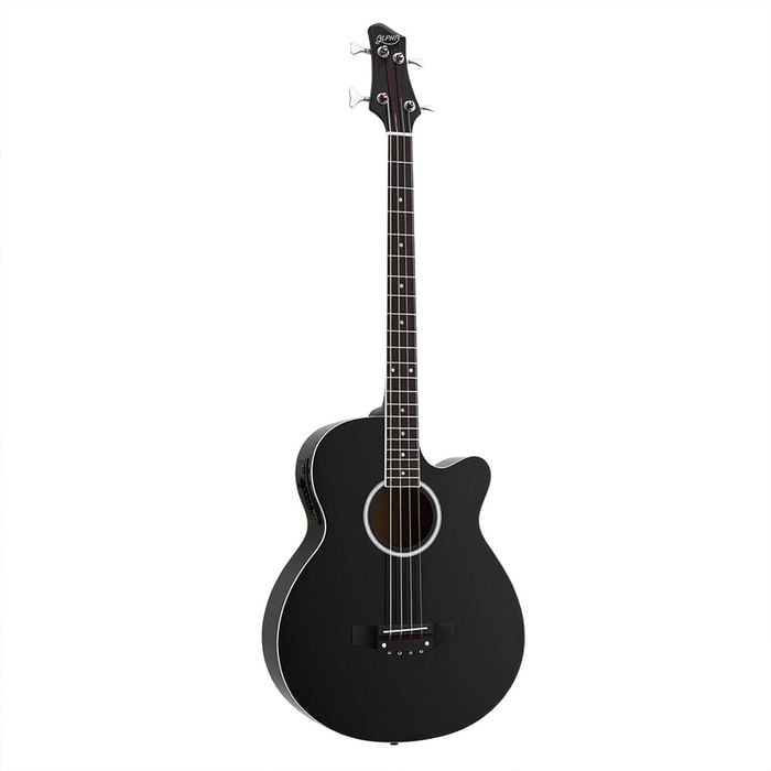 Alpha 43" Acoustic Bass Guitar Black Dreadnought 4-Band EQ