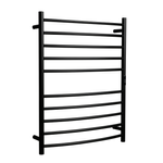 Hotwire 130W 900 x 700mm Black 10 Bar Curved Round Heated Towel Rail with Timer